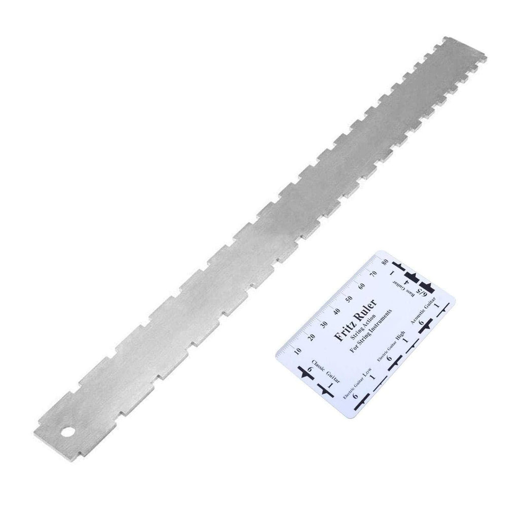 Dehongwang 42cm/16.5inch Guitar Neck Notched Straight Ruler, Guitar Neck Notched Straight Edge Luthiers Tool with String Action Ruler Gauge for String Instruments