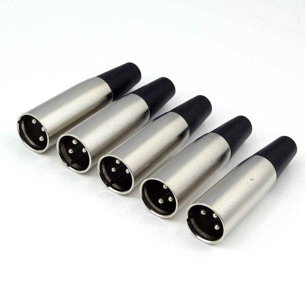 5 pcs Matel XLR Male (3 PIN) Solder Connector Plugs Microphone Audio Cable Lead Soldering Adapter Ends Terminals