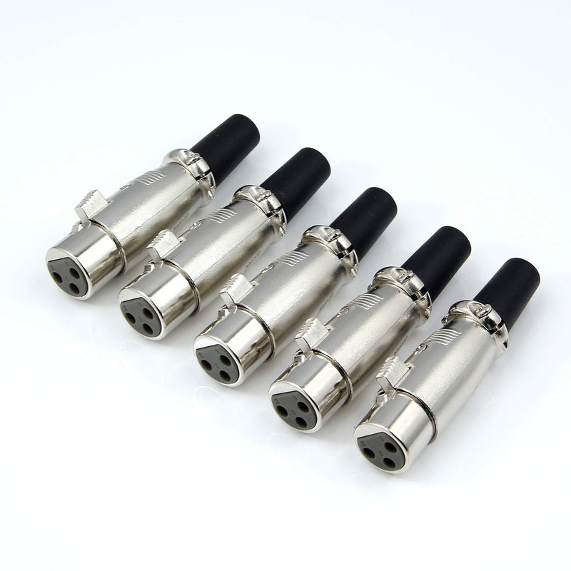 5 pcs Female Socket XLR Male (3 PIN) Solder Connector Plugs Microphone Audio Cable Lead Soldering Adapter Ends Terminals