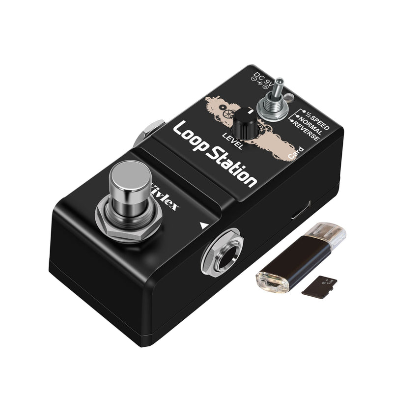 Vivlex LN-332AS Looper Loop Station Guitar Pedal Mini Loop Recording for Electric Guitar & Bass with 1GB Memory Card, 10 Minutes of Looping, Unlimited Overdubs, ½SPEED, NORMAL and REVERSE Mode