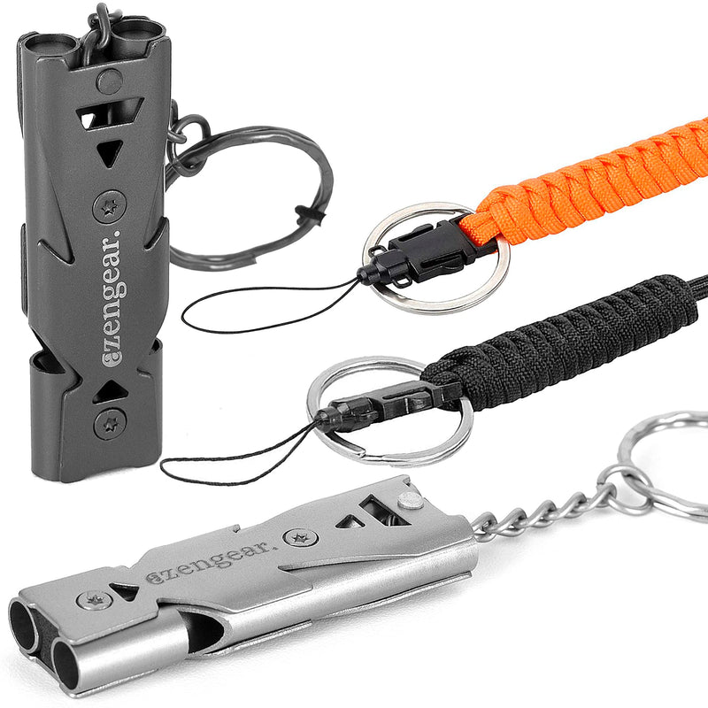 Loud Whistle (Pair) With Paracord Lanyard, Keychain - Easy Blow, Unbreakable Stainless Steel, Crisp Sound for Emergency, Dog Walking, Safety, Training, Kids, Outdoor Camping Whistle (Pair)