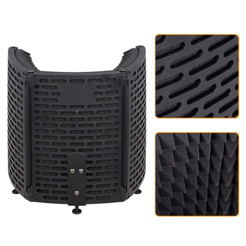 MOVKZACV Microphone Isolation Shield, Foldable Professional Studio Recording Wind Screen High Density Sound Absorbing Sponge for Studio Sound Recording, Podcasts, Broadcasting Black