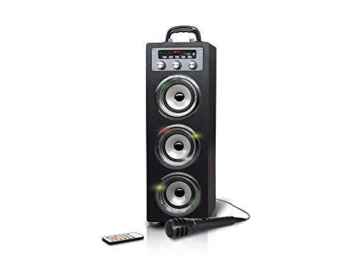 iMount Acoustics Portable Multimedia Karaoke Machine w/Mic, Bluetooth, Disco Lights, USB Port, SD Card Slot and Audio Input for Smartphone, Tablet, & MP3 Players in Black