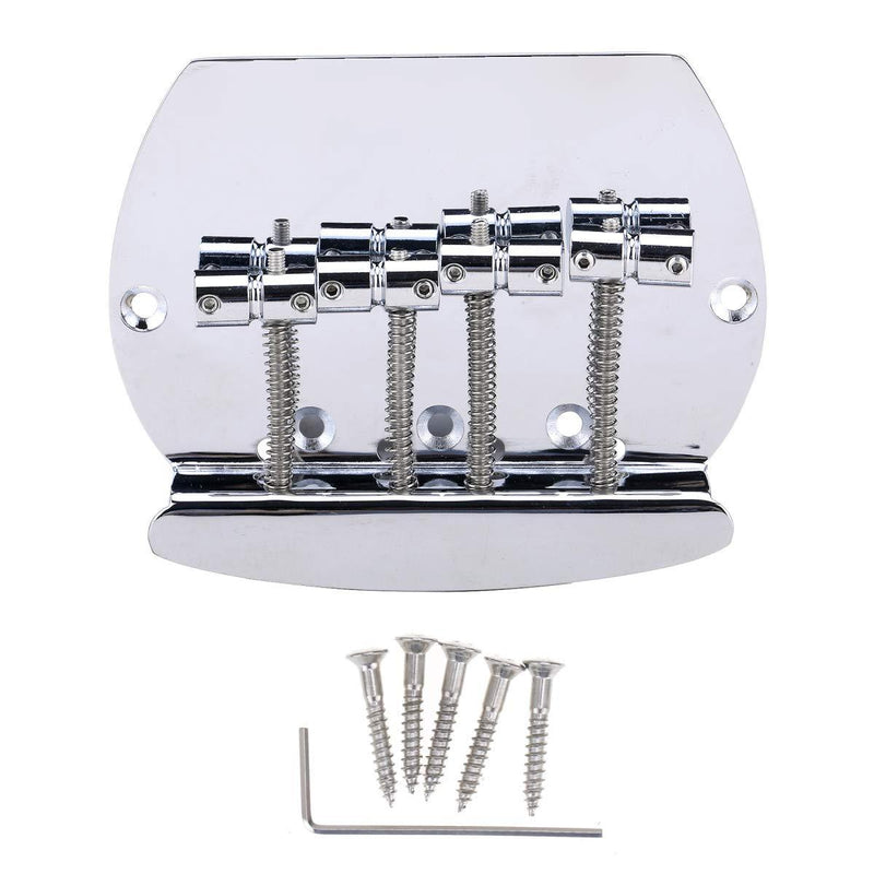 Musiclily Pro 57mm 4-String Bass Bridge for Music Man Style Bass, Chrome