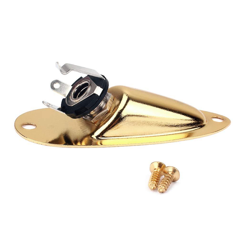 Alnicov Boat Input Output Jack Plate Socket with Screws for Fender Strat Guitar Gold