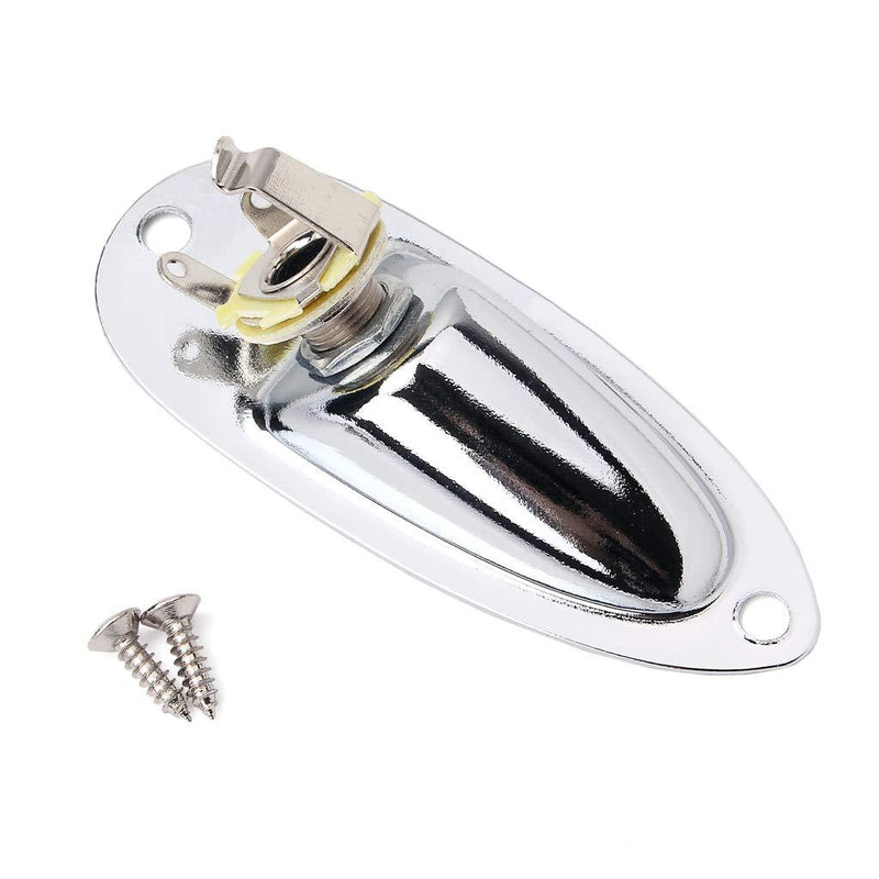 Alnicov Boat Input Output Jack Plate Socket with Screws for Fender Strat Guitar Silver