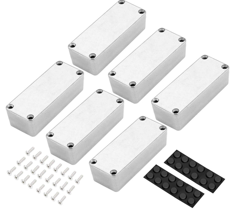 Daier 6PCS 1590A Metal Guitar Pedal Enclosure Diecast Aluminum Stomp Box Case 92x38x31 MM Unfinished for Guitar Effect Toggle Switch Box