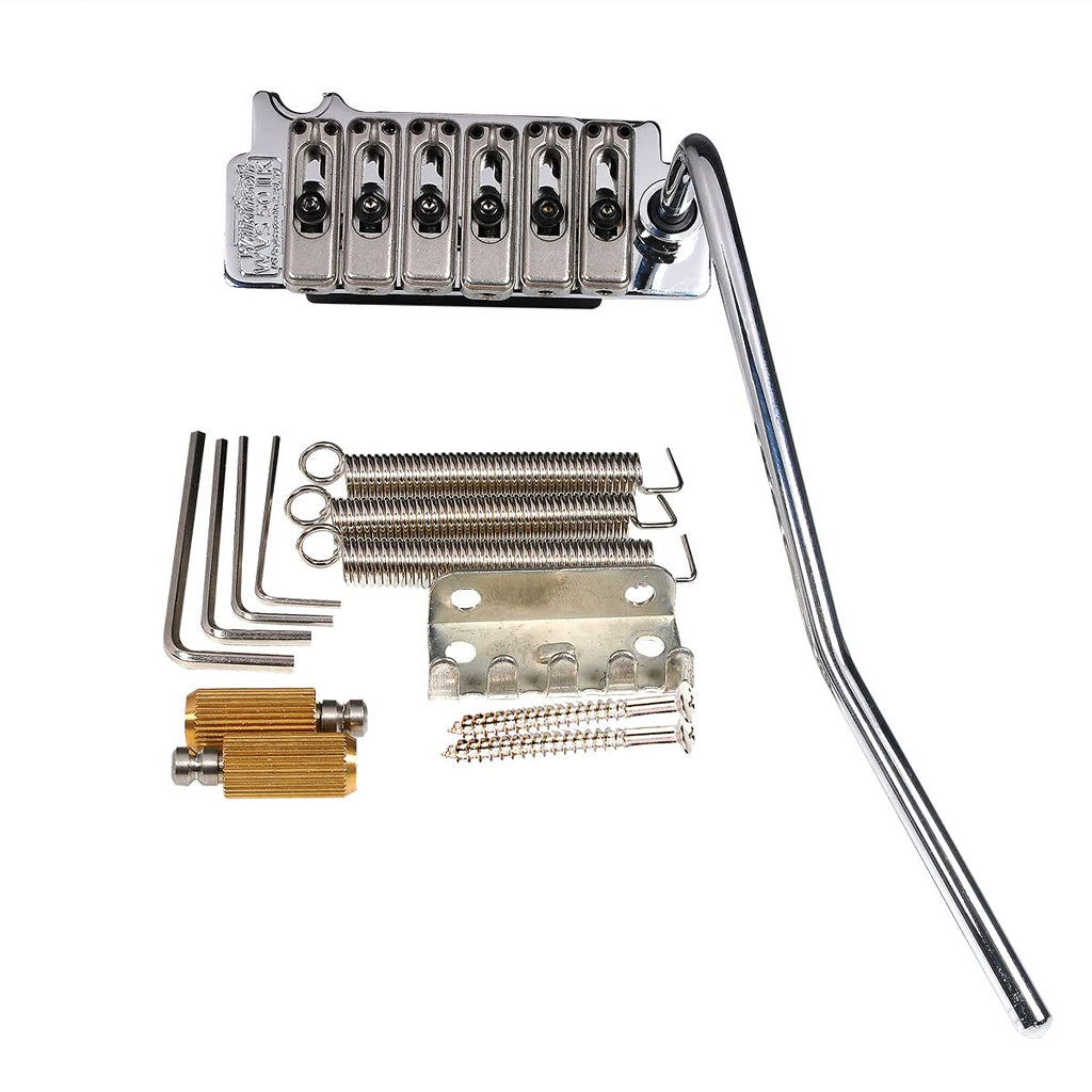 Wilkinson WVS50IIK 52.5mm 2-Point Steel Saddles Tremolo Bridge with Full Steel Block for USA/Mexico/Japan/Korea Strat Electric Guitar, Chrome