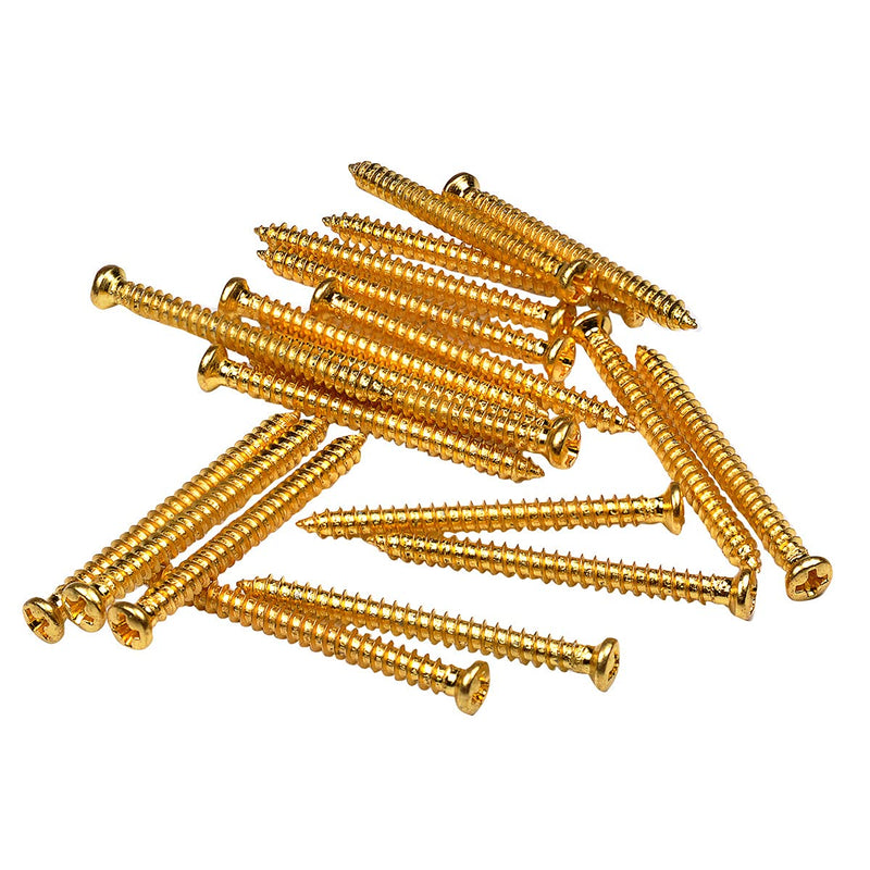 Musiclily Basic 2.8x32mm Metal Metric Thread P90 Style Pickup Mounting Screws, Gold(Set of 20)