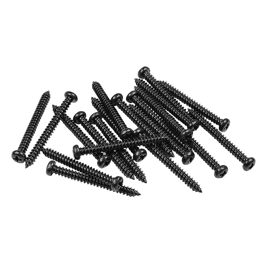 Musiclily Basic 2,6x26mm Metal Metric Thread Guitar Pickup Wood Mounting Screws for Single Coil/Humbucker Pickups, Black(Set of 20)