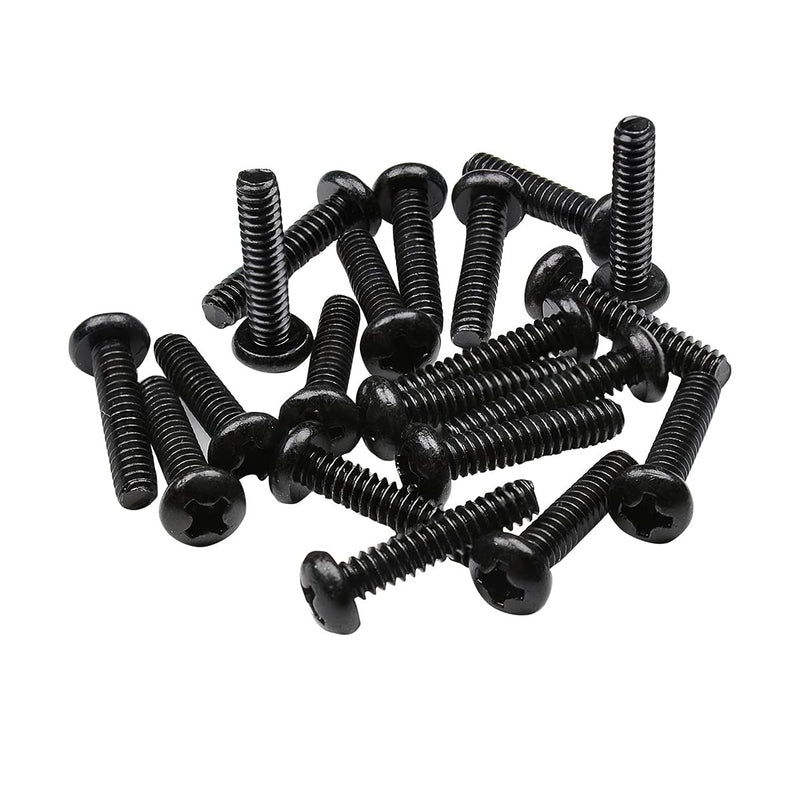 Musiclily Basic 2.8x17mm Metal Metric Thread Single Coil Pickup Mounting Screws for Strat Stratocaster/Tele Telecaster Electric Guitar, Black(Set of 20)