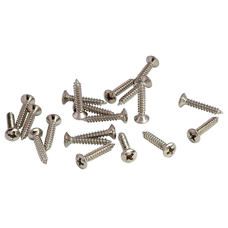 Musiclily Basic 2.5x15mm Metal Metric Thread Guitar String Guide Mounting Screws, Nickel(Set of 20)