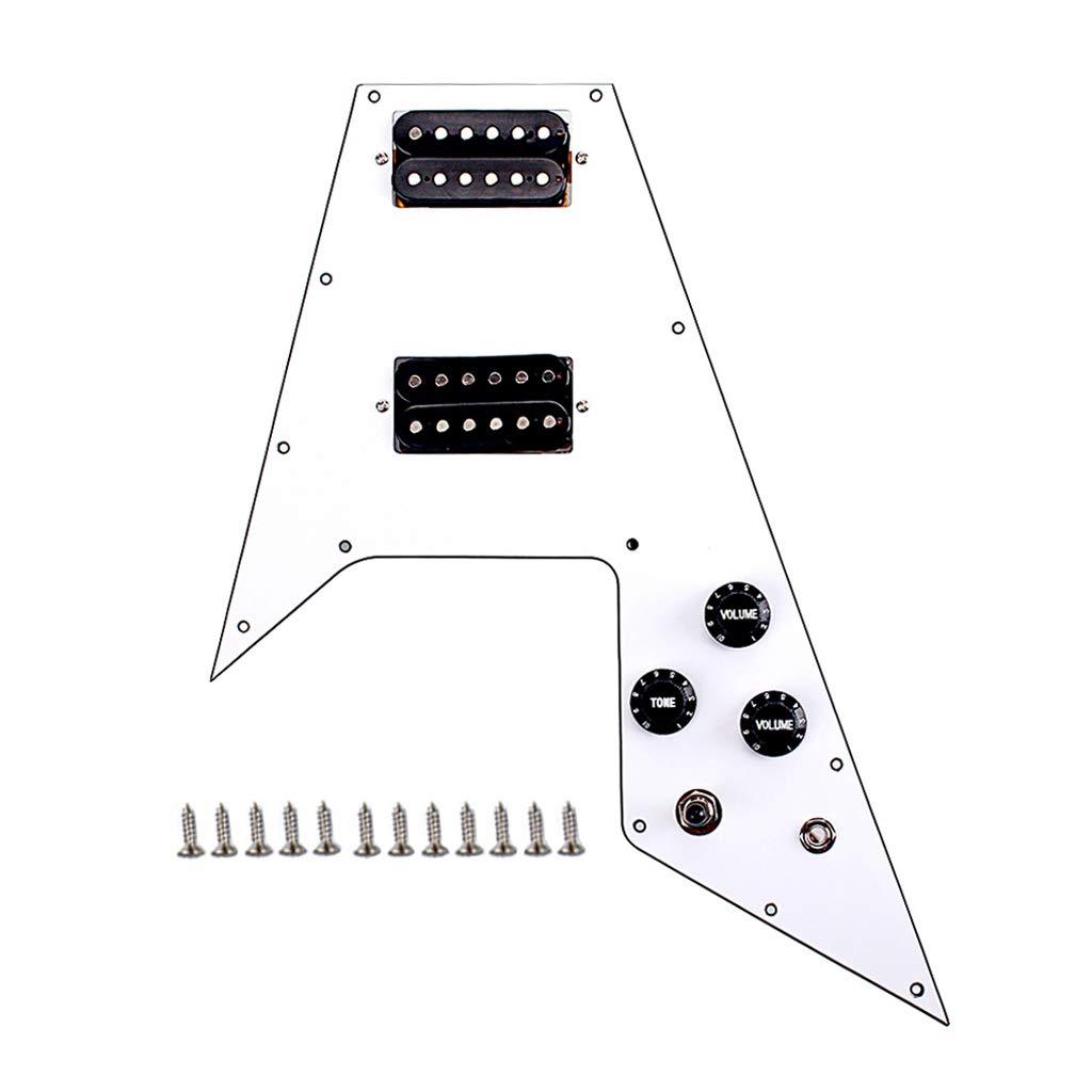 Alnicov 3 Ply Loaded Prewired Pickguard Wired Plate for Guitar,Compatible with Gibson Flying V Style Guitar,White