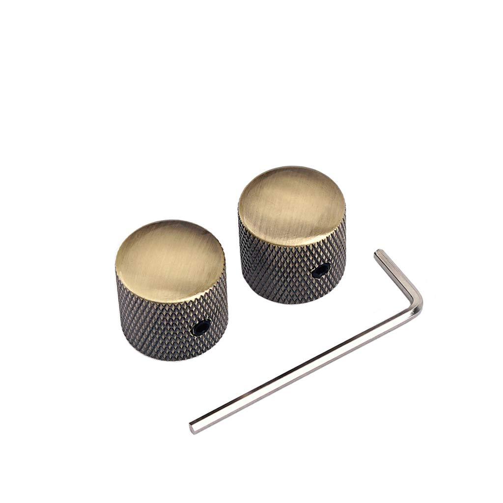 Alnicov 2pcs Guitar Tone Volume Control Knobs Metal Control Knobs Cap with Truss Rod Wrench for Electric Guitar Bass