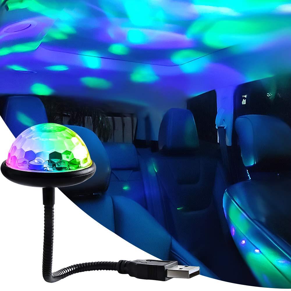 KaiDengZhe Romantic Auto USB Mini Disco Light Party Lights Sound Activated Flexible Multi-Color Car Atmosphere Decorations Lamp Magic Strobe Light for Car, Bedroom, Party, Ceiling(Pack of 1)