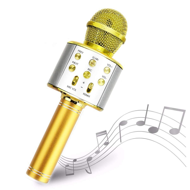 Microphone for kid, Karaoke Microphone Bluetooth Wireless, Portable Handheld Mic Speaker, Home KTV Player Compatible with Android & iOS, Birthday Gift for Kids (Yellow) Yellow