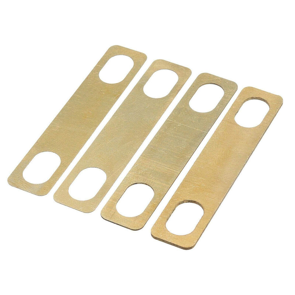 MOVKZACV Bass Heightening Gasket Guitar Neck Shims 4pcs Includes 2pcs 0.2mm, 1pc 0.5mm and 1pc 1mm Thickness Brass Shims for Electric Guitar Bass Luthier Tools Gold - 4pcs/Set