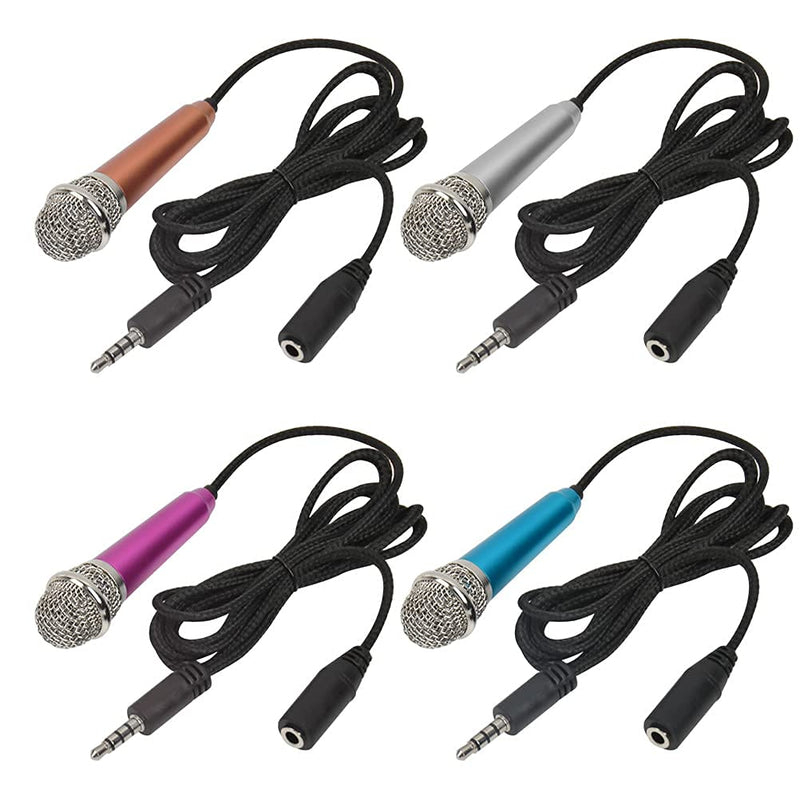 DODUOS 4Pcs Mini Microphone, 4 Colors Portable Vocal Microphone, Mini Karaoke Microphone for Mobile Phone, Mini Portable Instrument Microphone Wired Microphone for Laptop