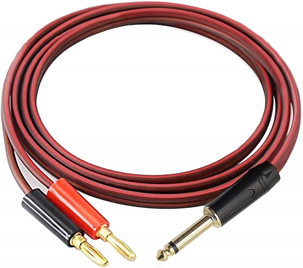 MEIRIYFA 6.35mm to Banana Plug Speaker Cable, 1/4 TS Speaker Wire Cord Audio Cable HiFi OFC Speaker Wire for DJ Application, Mixer -2m (6.35 to 4mm Banana Plug) 6.35 to 4mm banana Plug