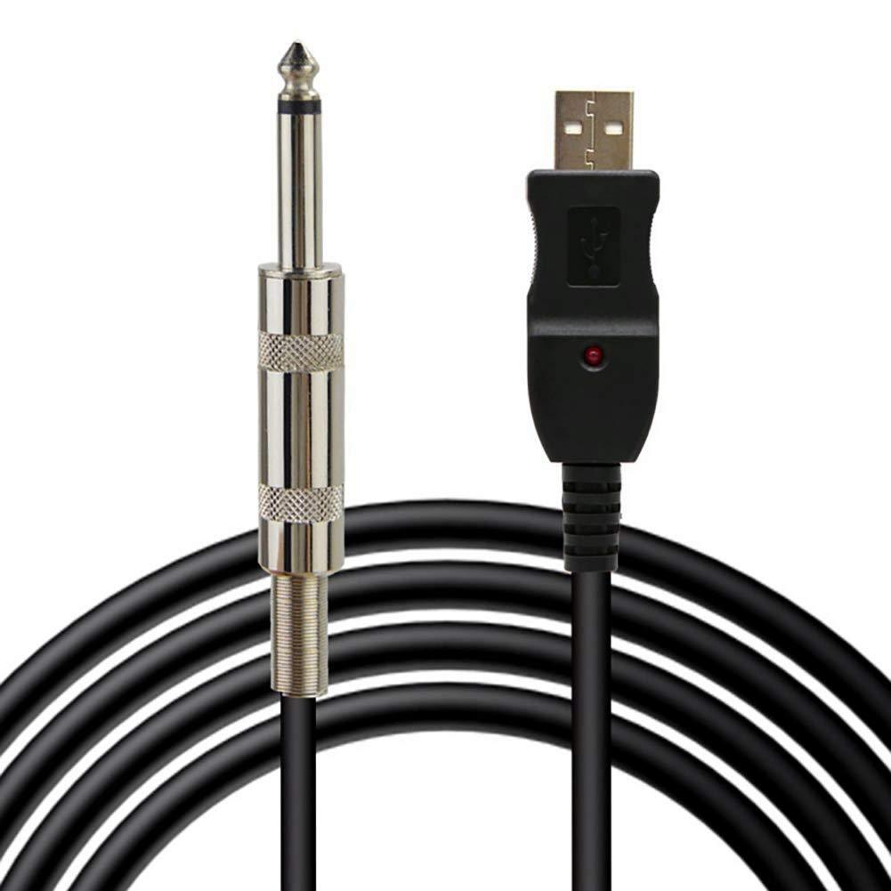 iYueshare USB to 6.35mm Guitar Cable, USB to 6.5mm Jack Computer Recording Cable,Guitar Bass to PC USB Adapter Converter Connection Cable(USB to 6.35mm Guitar Cable)