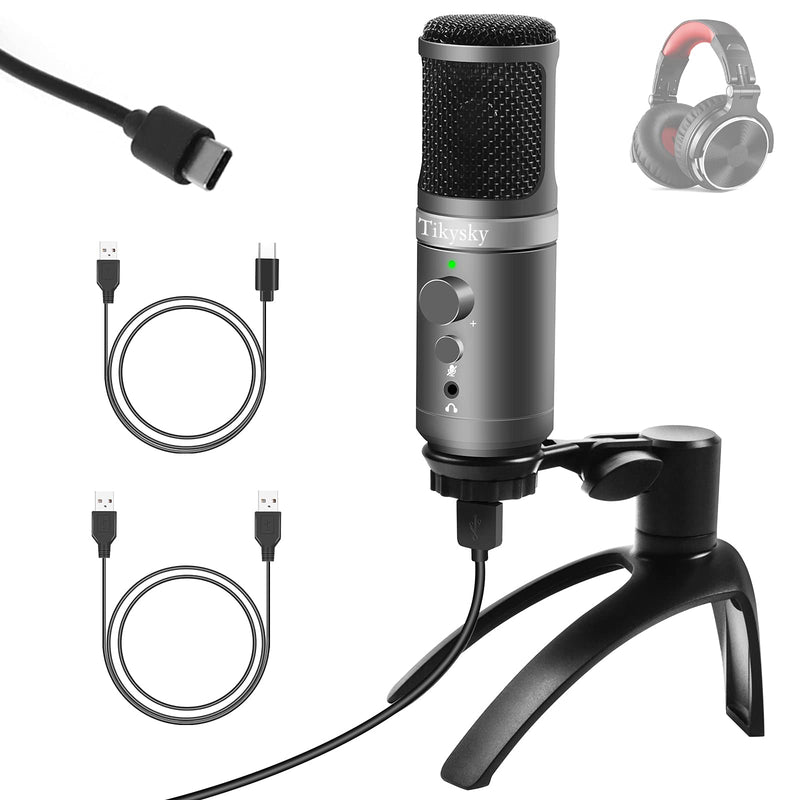 Usb Microphone, Podcast Gaming Mic Metal Condenser Streaming Microphone for Voice Recording on Pc & Mac Professional Vocal Recording Mic for Youtube Studio Skype