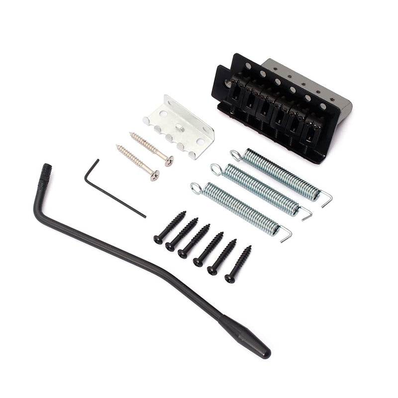 Alnicov A Set of Left handed Flat Saddle Single Tremolo Bridge System for 6 String Electric Guitar Parts Black