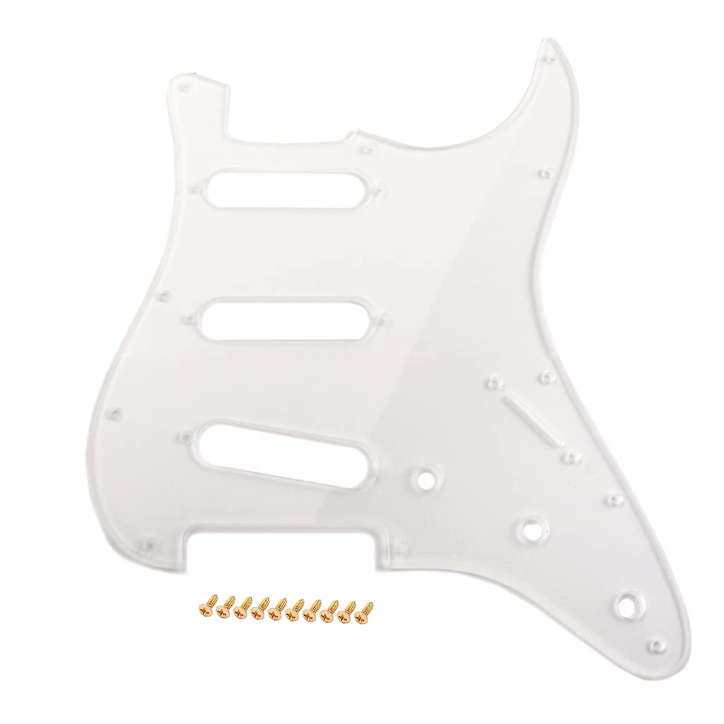 Alnicov 11 Hole PVC Clear SSS Guitar Pickguard Scratch Plate With Gold Screws for ST Electric Guitar