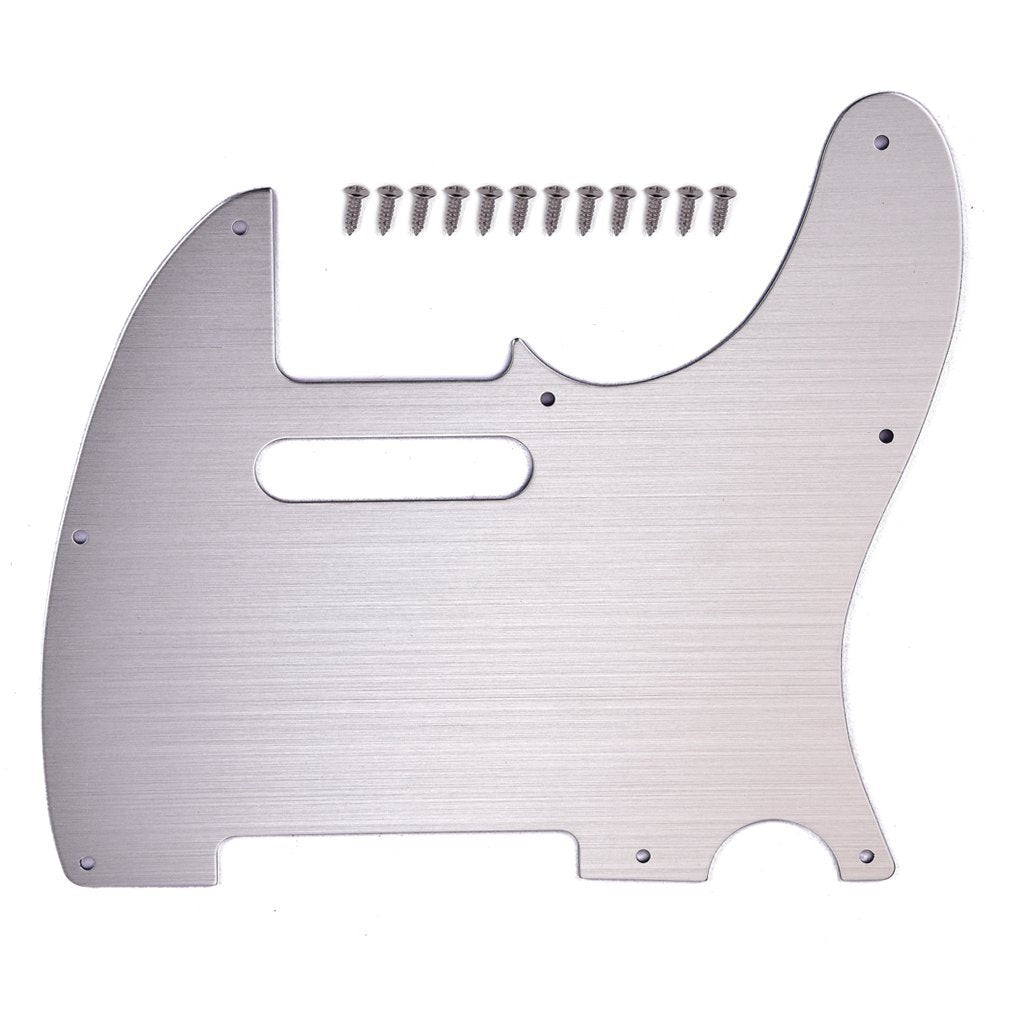 Alnicov Guitar Pickguard,8 Hole Tele Metal Guitar Pickguard Aluminum Scrach Plate for Telecaster Tele TL Style Guitar Silver