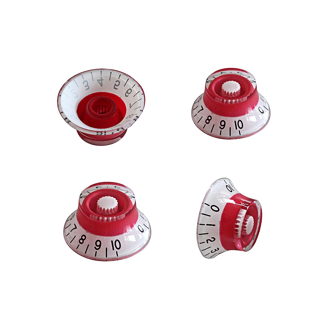 Alnicov Guitar Top Hat Speed Control Knobs Volume Tone Knobs for LP Electric Guitar Set of 4,Red and White