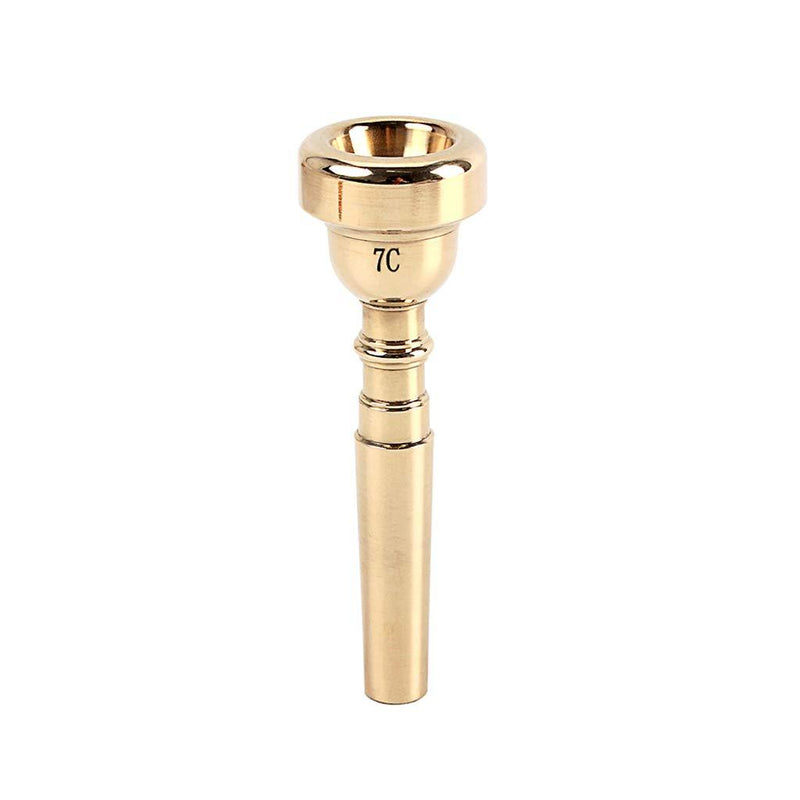 Alnicov Trumpet Mouthpiece 7C Instruments Mouthpiece Made of Brass Gold Plate Compatible for Beginners and Professional Players