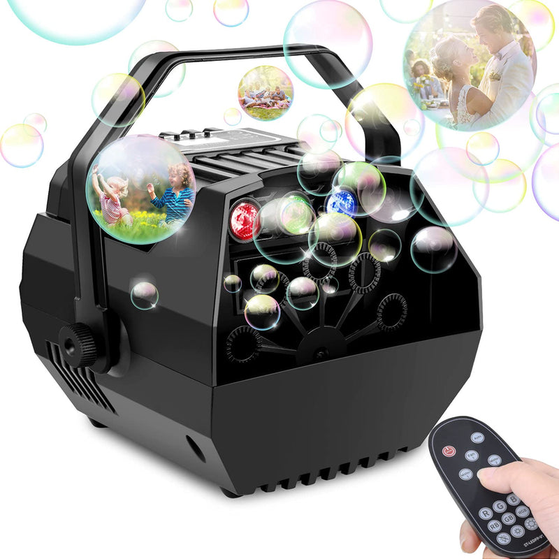 Bubble Machine, SogYupk Automatic Bubble Maker With Led Light, Powered by Plug-in or Batteries, 2 Speeds, Remote Control Bubble Blower With High Output For Indoor Outdoor Garden Birthday Wedding Party