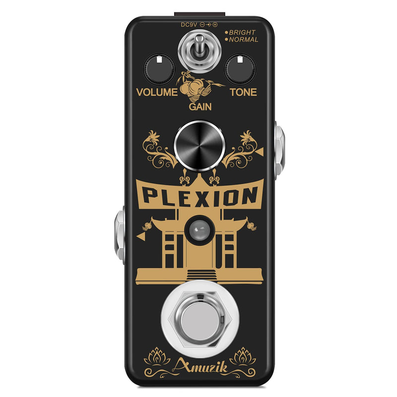 Amuzik Plexion Effect Pedal Distortion Pedal for Guitar & Bass with Bright & Normal Modes True Bypass