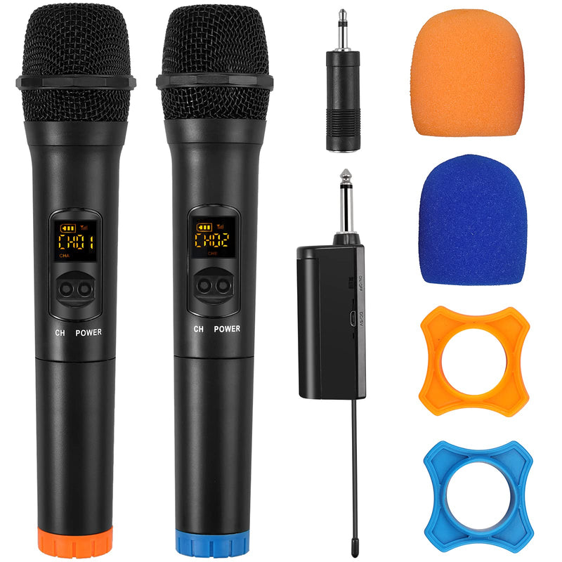LiNKFOR Wireless Microphones UHF Dual Cordless Dynamic Mic System with Rechargeable Receiver for Karaoke Machine Singing Wedding Church DJ Party Speech