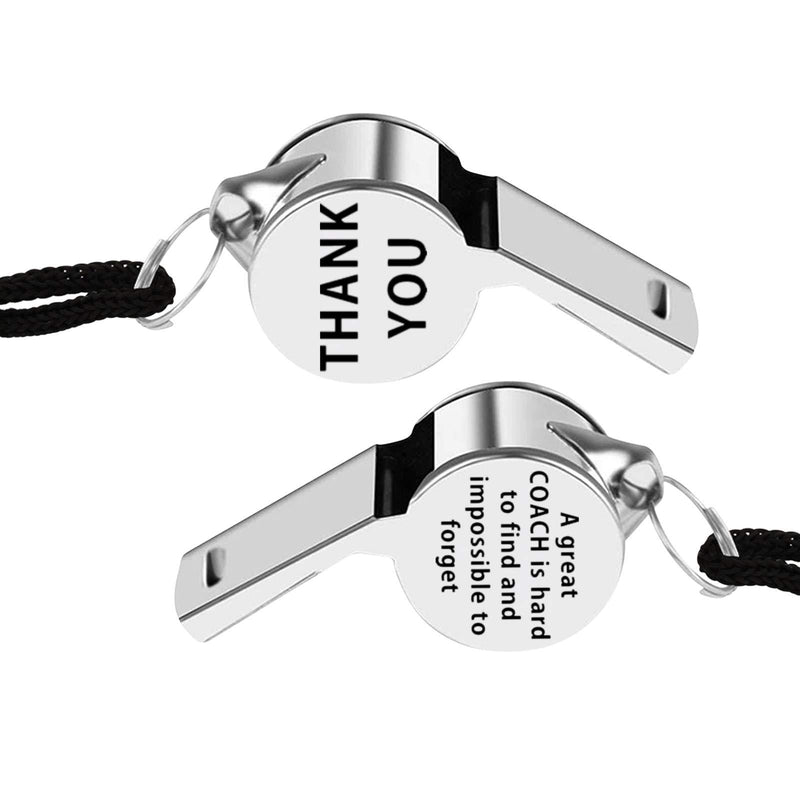 LEVLO Coach Whistles Two Sides A Great Coach is Hard to Find and Impossible to Forget Whistles With Lanyard Thank You Gift For Coaches Referees Officials