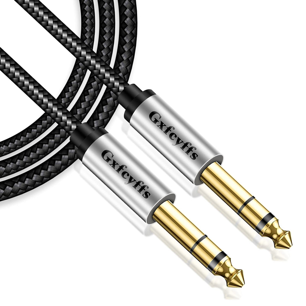 Gxfcyffs 6.35mm to 6.35mm Stereo Cable 1M, Professional Guitar Cable with Nylon Braided, Silver Plated Copper Core Guitar Lead for Electric Guitar, Bass, Amp, Keyboard, Professional Instrument