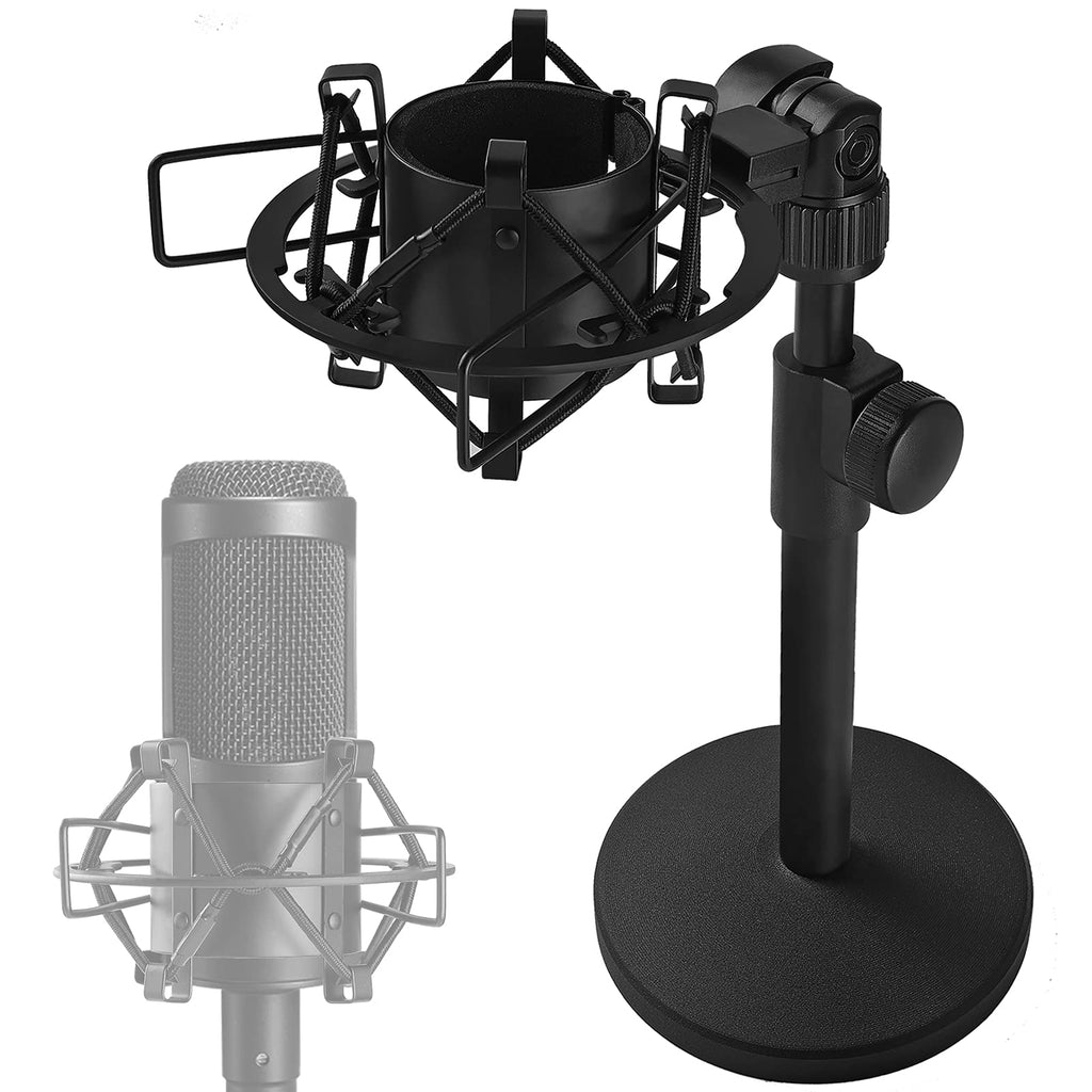 Metal Desk Mic Stand with Metal Shock Mount, Adjustable Table Microphone Stand for Audio Technica AT2020 AT2020USB+ AT2035 ATR2500x Condenser Studio Microphone by Frgyee
