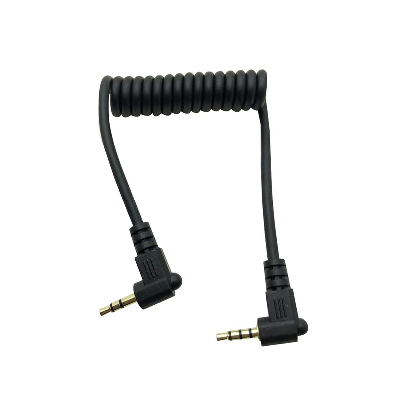 3.5mm TRS to TRRS Cable Microphone Cable 1/8" Male Coiled Right Angle Mic Cord Connect for Microphone