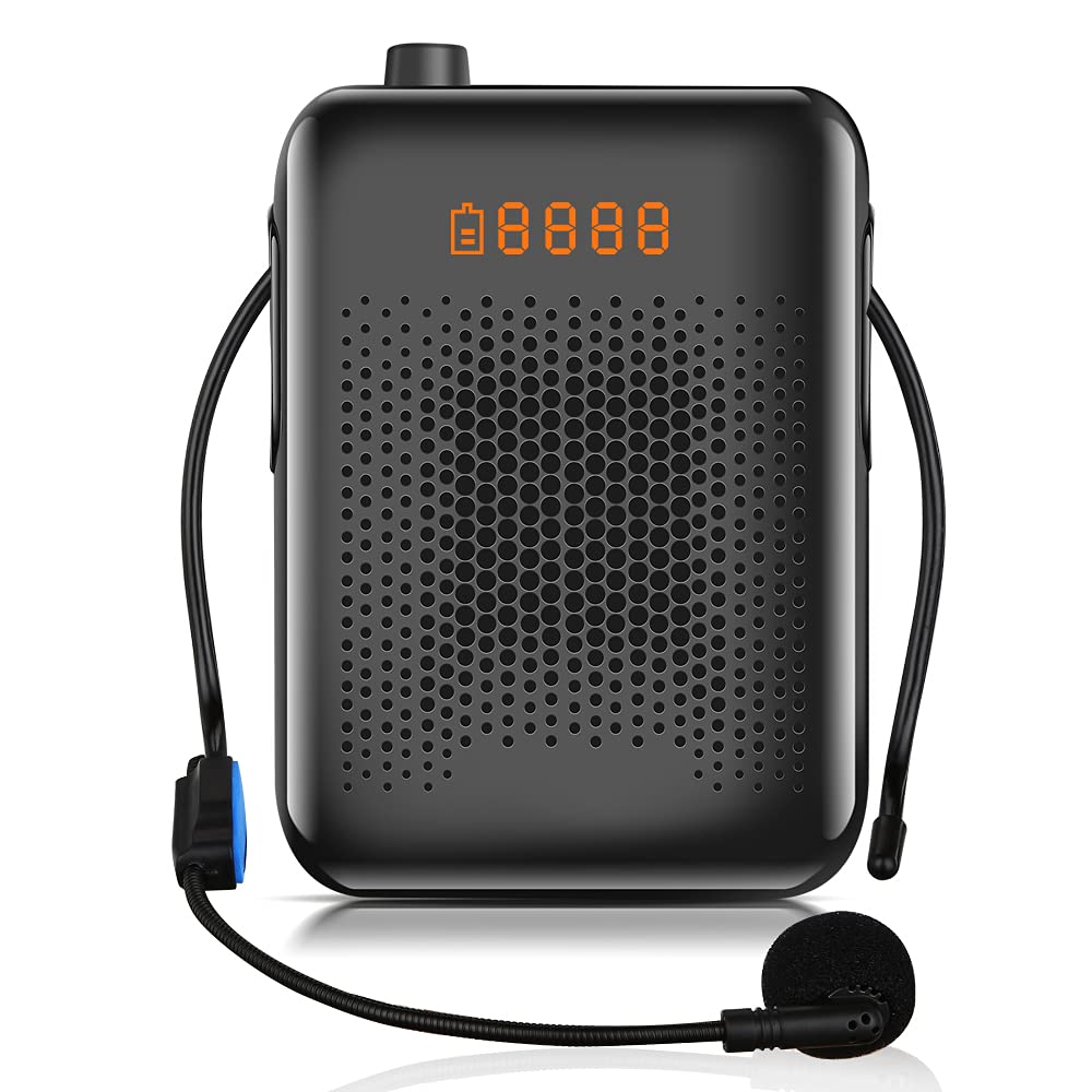 20W Voice Amplifier Portable Mini with Sound-amplifying, Music Playing, Wired Microphone Headset, and Waistband, 2000mAh Battery, for Classroom, Meetings and Outdoors, Teachers, Tour Guide