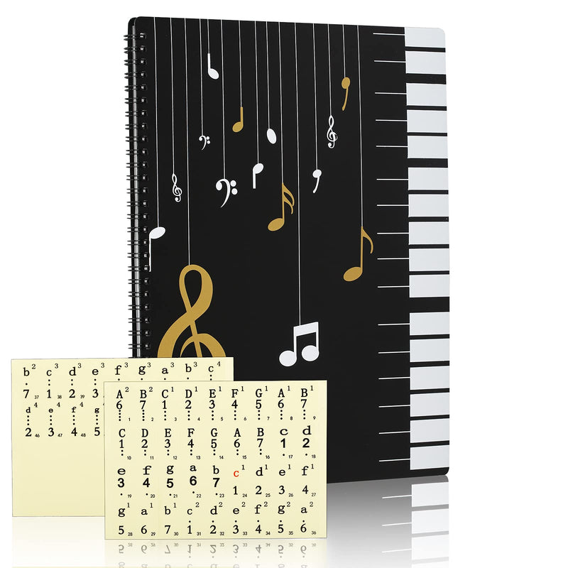 CHALA Sheet Music Folders,File Paper Documents Storage Folder Holder with 2pcs Piano Keyboard Stickers for Musicians Piano Guitar Violin,A4 Size