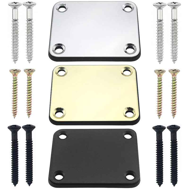 Graplan 3-Piece set Guitar Neck Plate,Neckplate,Electric Guitar Neck Plate with Screws for Replacement Electric Guitar Part(Different Colors)