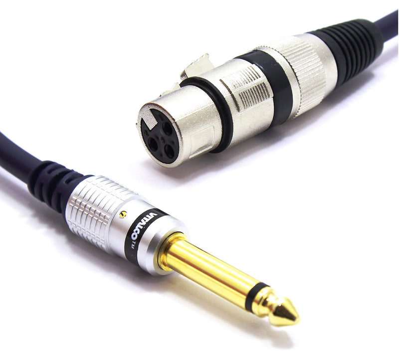 XLR Female to Jack 6.35 Mono Cable 5m Vitalco 3 Pin Microphone to TS 1/4 Inch Audio Lead