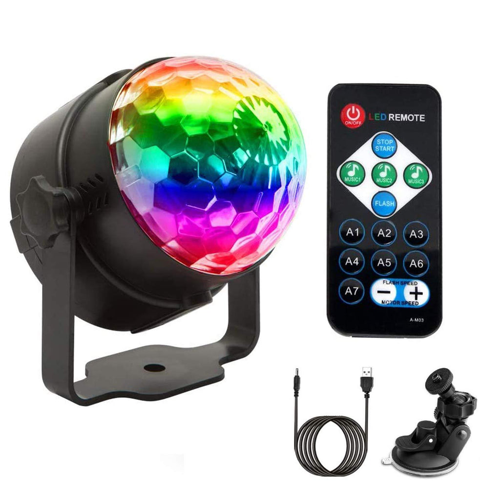 Disco Lights, Newest 7 Color Changing DJ Lights RGB+Pink Yellow White Remote Control Sound Activated USB Stage Strobe Magic Disco Ball for Cars Xmas Party Pub Wedding