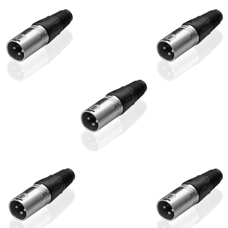 iYueshare 5pcs 3Pin Male XLR Solder Type Microphone Line Plug Connector Mic Audio Socket (5 x XLR Male Adapter) 5 x XLR Male Adapter
