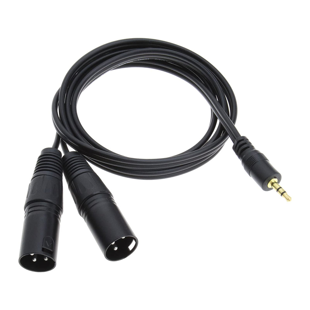 3.5mm to Dual Male 3 Pin XLR Cable 1.5m Gold Plated Interconnect Audio Microphone Cable for Mixer Microphone Audio