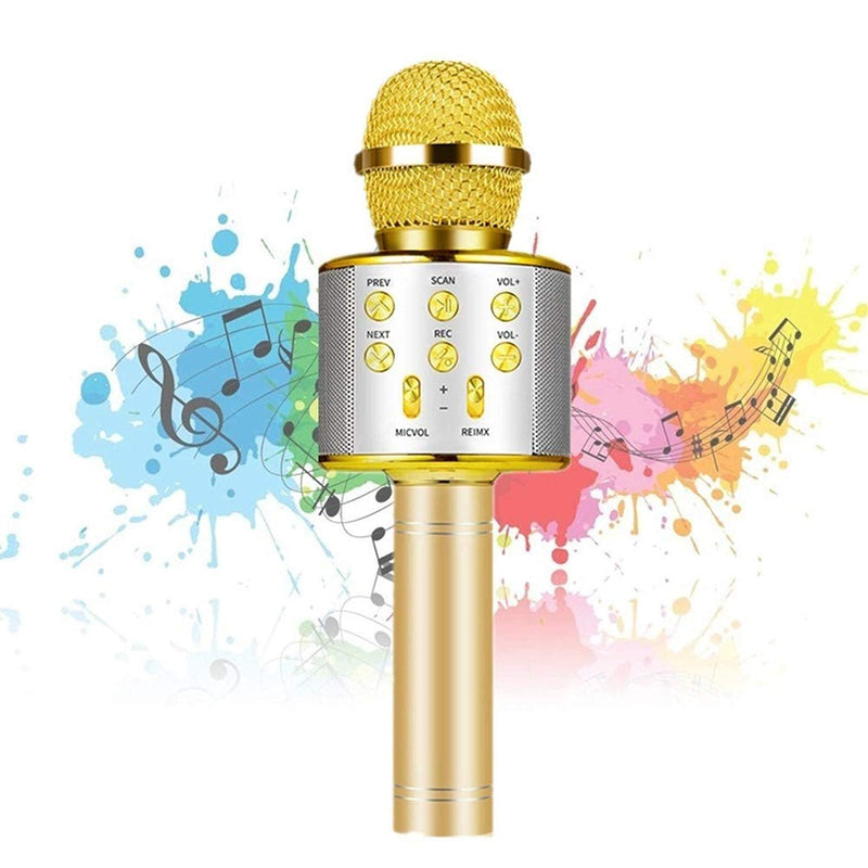 Karaoke Wireless Microphone Speaker, Portable Handheld Bluetooth Home KTV Player, Compatible with Android & iOS Devices for Singing Party, Gold Rose gold