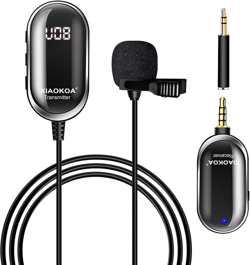 Wireless Lavalier Microphone Omnidirectional UHF Clip-on lapel MIC with Real-time Monitoring Compatible with Smartphone, Camera iPad Recording Microphone for TikTok, YouTube, Zoom, Video, Vlog