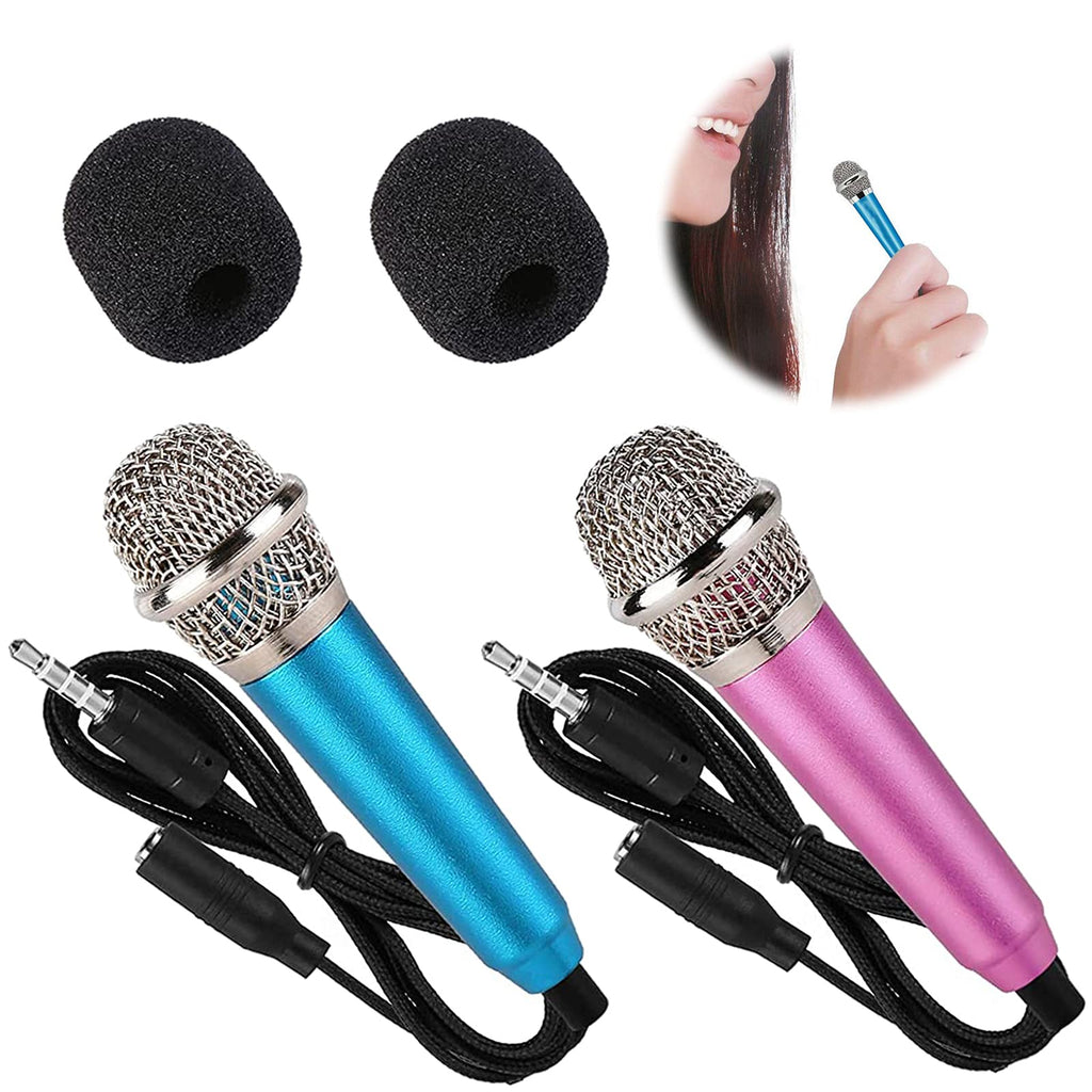 Karaoke Portable Mini Microphone For Cell Phone Mini Karaoke Microphone Condenser Microphone Mini Condenser Microphone Karaoke Portable Microphone With For Cell Phone Laptop Notebook Red Blue 2 Pieces
