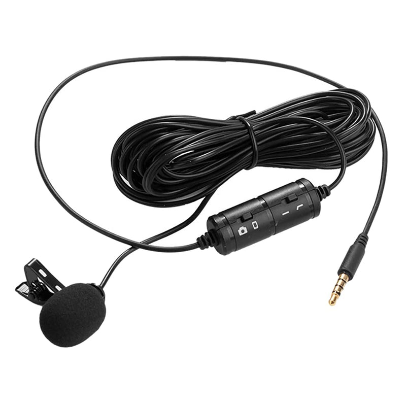 Buerjia Lavalier Microphone Condenser Microphone with Windshield 3.5mm Jack for Recording Interviews Podcasts Voice Dictation