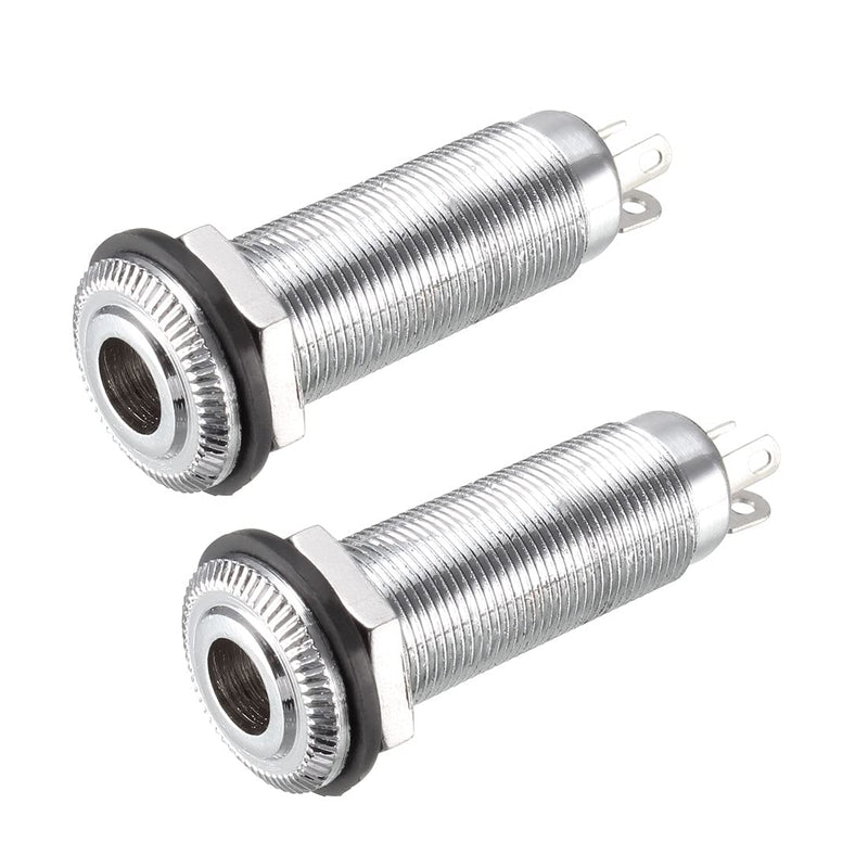 sourcing map Electric Guitar Bass Output Flush Mount Jack Cylinder 1/4 Inch Nickel 2Pcs