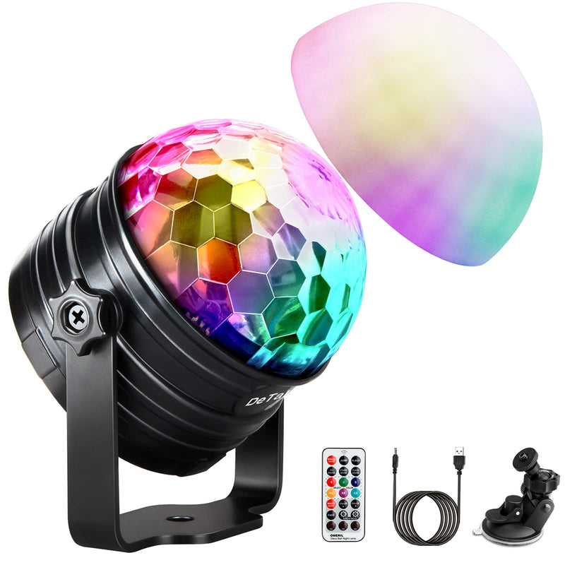 Disco Light, 2 in 1 Sound Activated Disco Ball Light with Timer, 7 RGB Colour, USB Dimmable Party Lights for Kids' Birthday, Christmas, Home Bedroom